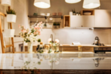 table background of free space and kitchen interior 