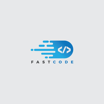 Fast Code icon illustration Template. Coding, Programmer, Developer icon illustration with flat style design.