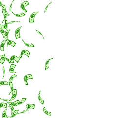 American dollar notes falling. Sparse USD bills on