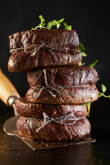 Grilled fillet steak medallions with fresh herb