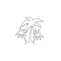 Palm tree silhouette line icon. simple flat vector