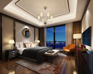 3D rendering bed room, so comfortable