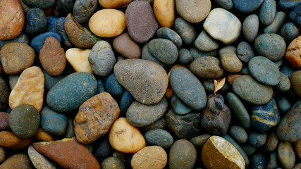 pebbles on the beach background. nature stone floor