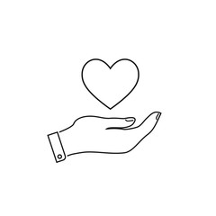 Web line icon. Heart in hand. Vector illustration in flat