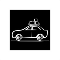 Car Baggage Icon, Baggage On Car Roof