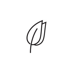 natural set of green leaves line