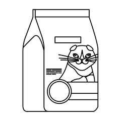 food for cat in bag line style icon vector illustration design