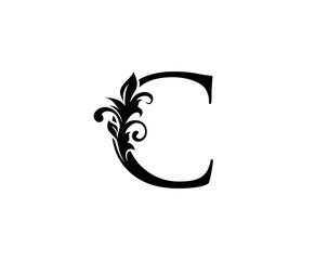 Classic Elegant letter C. Graceful royal style. Calligraphic beautiful logo. Vintage drawn emblem for book design, brand name, business card, Restaurant, Boutique, Hotel. 