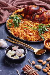 Middle east chicken and rice dish called kabsa
