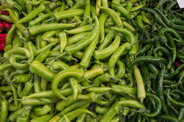 green peppers on the market
