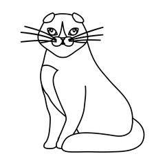 cute cat animal line style icon vector illustration design