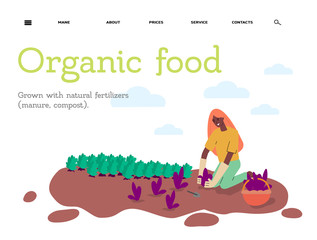 Obraz na płótnie Canvas Organic clean farmer food banner template sketch vector illustration isolated.