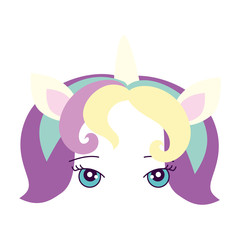 face of cute unicorn fantasy vector illustration design