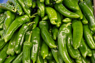 green chili peppers at the market
