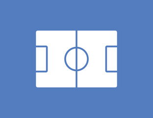 Soccer or Football field. Flat soccer field, football stadium. Football stadium isolated in flat style on blue background. EPS 10, top view