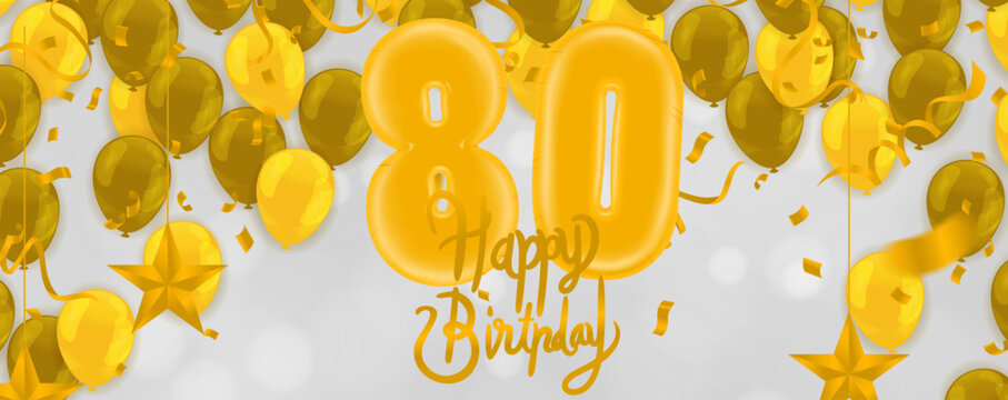 Number 80th anniversary birthday balloon isolated on background party celebration