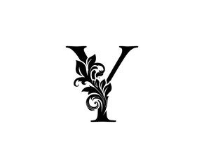 Classic Elegant letter Y. Graceful royal style. Calligraphic beautiful logo. Vintage drawn emblem for book design, weeding card, brand name, business card, Restaurant, Boutique, Hotel. 