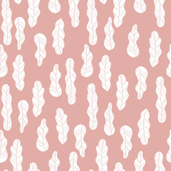 Floral leafy seamless pattern. Hand drawn illustration in simple scandinavian style. Minimalism in a limited pastel color. ideal for printing on fabric, textiles, packaging, wallpaper, etc.