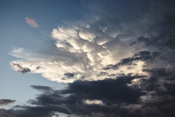 Picture of a stormy cloudscape at sunset.