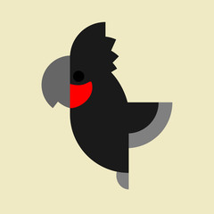 black cockatoo bird Flat Design Vector Illustration. Vector illustration can be used for web and mobile graphic design, logo, eps10.  Flat vector design for pet store, business poster
