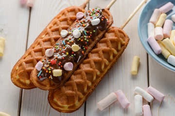 Sweet cornmeal sticks and marshmallow. Delicious dessert