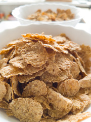Healthy breakfast of cereal with milk