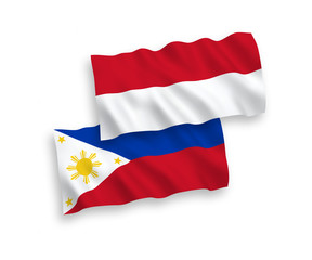 Flags of Indonesia and Philippines on a white background