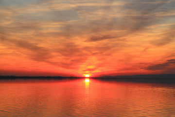 Naklejka premium Amazing sunset in the natural Mejean lagoon, a protected wetland in Montpellier, France