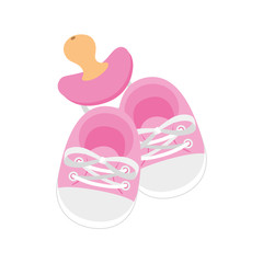 cute shoes baby with pacifier isolated icon vector illustration design