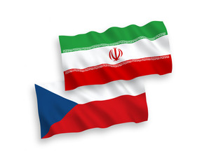 Flags of Czech Republic and Iran on a white background