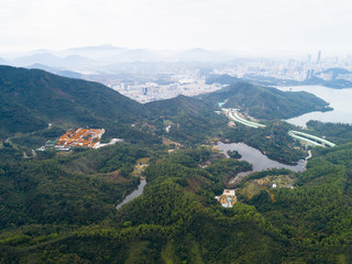 Fototapeta na wymiar Aerial view of rural scene in spring China