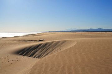 The Amazing sandy beach in Gruissan in the Aude department, France