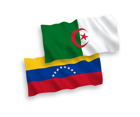 Flags of Venezuela and Algeria on a white background
