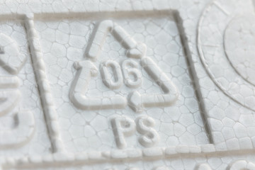 Styrofoam recycling symbol PS 06, recycle arrow triangle, six type logo, Resin identification code,...