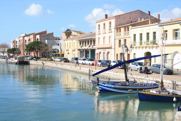 Traditional boats in Frontignan, a seaside resort in the Mediterranean sea, Herault, Occitanie, France