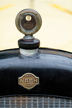 Close up detail of Nash logo on a vintage car. Milan, Italy - october 01, 2016