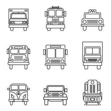 Set of different types of transport. Vector illustration