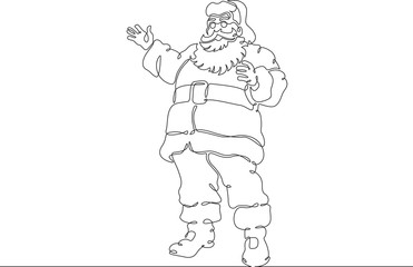 One continuous drawn single line Doodle character Santa Claus
