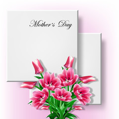 Spring text with tulip flower. Vector illustration EPS10