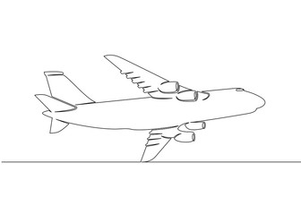 One continuous drawn single art  line  doodle  drawing  sketch cargo transport aircraft