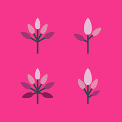 Tree with pink leaves - icon illustration