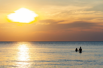 Sunset at White sand beach,  Koh Chang, Thailand