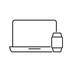Laptop with smart watch icon