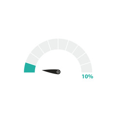 Loading speedometer 10 % icon flat style