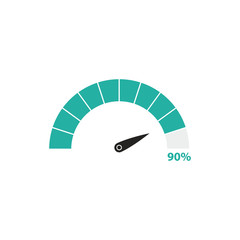 Loading speedometer icon 90% simple design
