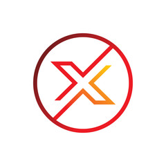 Obraz premium red color line circle letter x cross logo design
