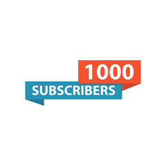 1000 subscribers icon flat style