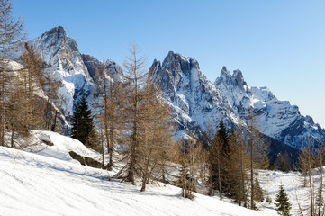 Fototapeta na wymiar Dolomiti, paesaggio invernale