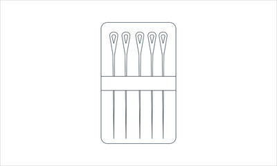Sewing needle icon for stitching and needlework