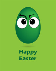 Dunkelgrünes Osterei mit lustigen Augen